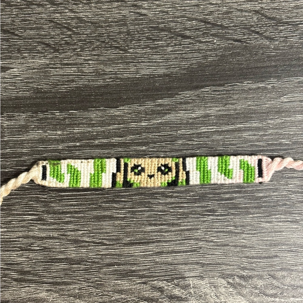 Digimon Terriermon Handmade Green and Cream Woven Bracelet